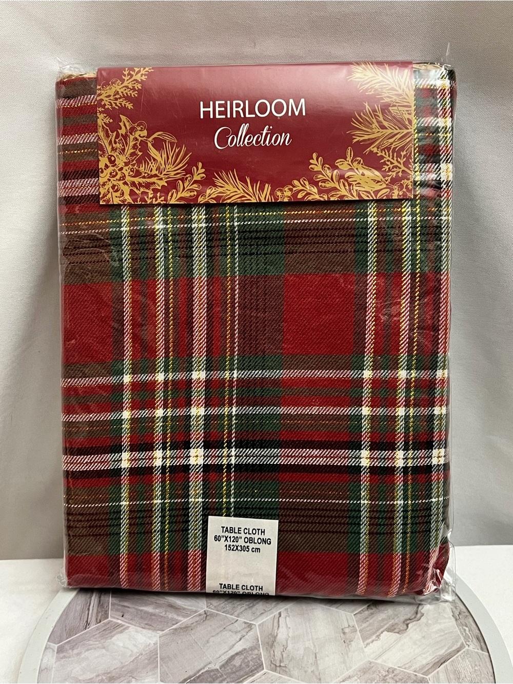 Heirloom Collection Walden Tartan Plaid 60x120 Oblong Christmas Tablecloth NIP